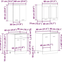 vidaXL Conjunto de armarios de cocina de 4 piezas 