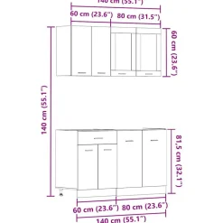 vidaXL Conjunto de armarios de cocina de 4 piezas 
