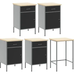 vidaXL Conjunto de armarios de trabajo con cajón 12 pcs y Gris Negro Sale