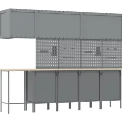 vidaXL Conjunto de armarios de trabajo con cajón 12 pcs y Gris Negro Sale
