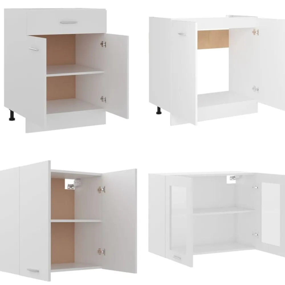 vidaXL Armarios Y Almacenamiento-Conjunto de armarios de cocina de 4 piezas "Lyon" de en madera de ingeniería blanca