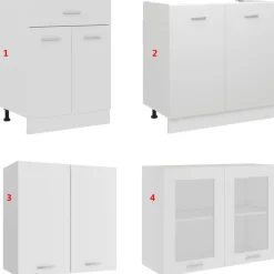vidaXL Armarios Y Almacenamiento-Conjunto de armarios de cocina de 4 piezas