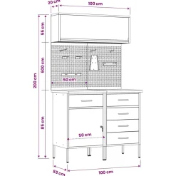 vidaXL Accesorios De Bricolaje-Conjunto de armarios de trabajo con cajón Manual 5 pcs