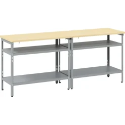 vidaXL Conjunto de banco de trabajo con estante 2 pcs Beige y Gris Discount
