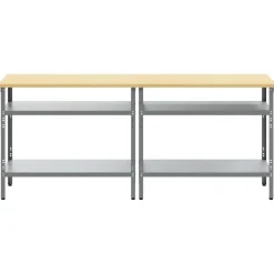 vidaXL Conjunto de banco de trabajo con estante 2 pcs Beige y Gris Discount