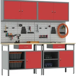 vidaXL Accesorios De Bricolaje-Conjunto de banco de trabajo con cajón 8 pcs y Gris
