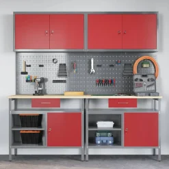 vidaXL Accesorios De Bricolaje-Conjunto de banco de trabajo con cajón 8 pcs y Gris