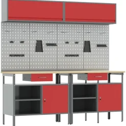 vidaXL Accesorios De Bricolaje-Conjunto de banco de trabajo con cajón 8 pcs y Gris