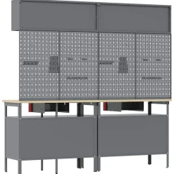 vidaXL Accesorios De Bricolaje-Conjunto de banco de trabajo con cajón 8 pcs y Gris