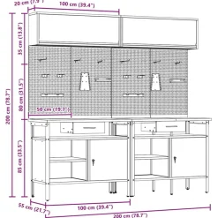 vidaXL Accesorios De Bricolaje-Conjunto de banco de trabajo con cajón 8 pcs y Gris