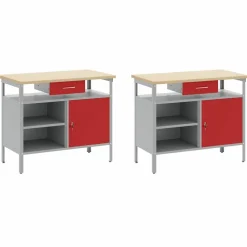 vidaXL Accesorios De Bricolaje-Conjunto de banco de trabajo con cajón 8 pcs y Gris