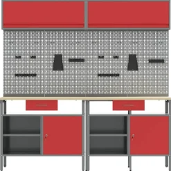 vidaXL Accesorios De Bricolaje-Conjunto de banco de trabajo con cajón 8 pcs y Gris
