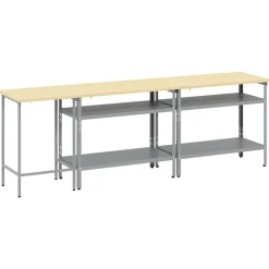 vidaXL Accesorios De Bricolaje-Conjunto de banco de trabajo con estante 3 pcs Beige y