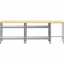 vidaXL Accesorios De Bricolaje-Conjunto de banco de trabajo con estante 3 pcs Beige y