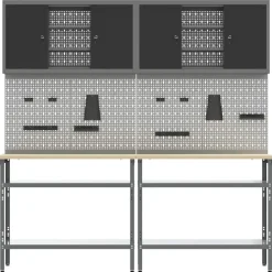 vidaXL Accesorios De Bricolaje-Conjunto de banco de trabajo con estante 8 pcs y Gris