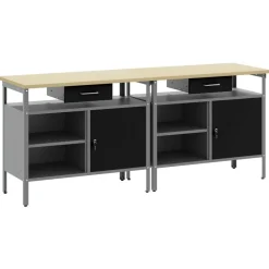 vidaXL Conjunto de banco de trabajo con cajón 2 pcs y Gris Negro Discount