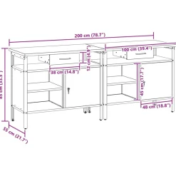 vidaXL Conjunto de banco de trabajo con cajón 2 pcs y Gris Negro Discount
