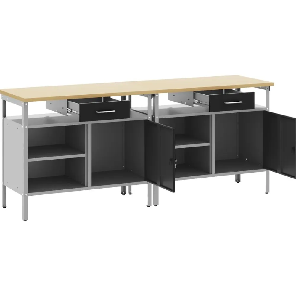 vidaXL Conjunto de banco de trabajo con cajón 2 pcs y Gris Negro Discount