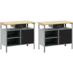 vidaXL Conjunto de banco de trabajo con cajón 2 pcs y Gris Negro Discount