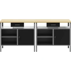 vidaXL Conjunto de banco de trabajo con cajón 2 pcs y Gris Negro Discount