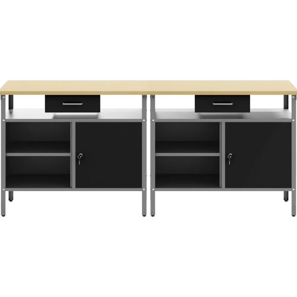 vidaXL Conjunto de banco de trabajo con cajón 2 pcs y Gris Negro Discount