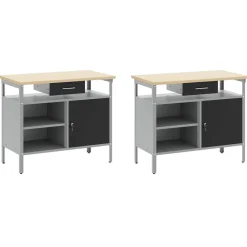 vidaXL Conjunto de banco de trabajo con cajón 8 pcs y Gris Negro Online