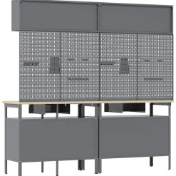vidaXL Conjunto de banco de trabajo con cajón 8 pcs y Gris Negro Online