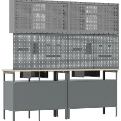 vidaXL Accesorios De Bricolaje-Conjunto de banco de trabajo con cajón 8 pcs Rojo y Gris