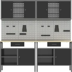 vidaXL Accesorios De Bricolaje-Conjunto de banco de trabajo con cajón 8 pcs Rojo y Gris