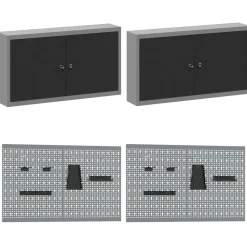 vidaXL Accesorios De Bricolaje-Conjunto de banco de trabajo con cajón 8 pcs y Gris