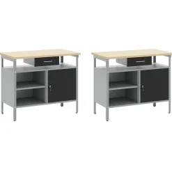 vidaXL Accesorios De Bricolaje-Conjunto de banco de trabajo con cajón 8 pcs y Gris
