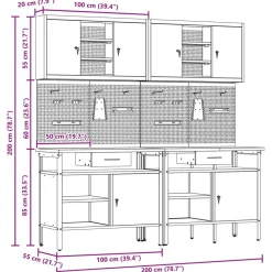 vidaXL Accesorios De Bricolaje-Conjunto de banco de trabajo con cajón 8 pcs y Gris
