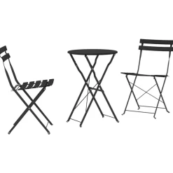 vidaXL Muebles De Jardín-Conjunto de Bistro Plegable 3 pcs Acero