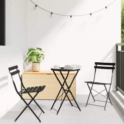 vidaXL Muebles De Jardín-Conjunto de Bistro Plegable 3 pcs Acero