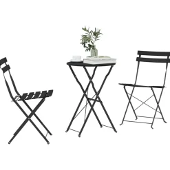 vidaXL Muebles De Jardín-Conjunto de Bistro Plegable 3 pcs Acero