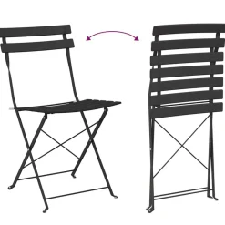 vidaXL Muebles De Jardín-Conjunto de Bistro Plegable 3 pcs Acero
