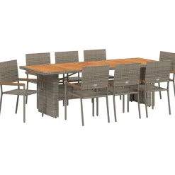 vidaXL Conjunto de Comedor de Jardín 9 pcs ratán sintético Gris Outlet