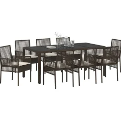 vidaXL Conjunto de Comedor de Jardín 9 pcs Marrón ratán sintético Marrón y crema Outlet