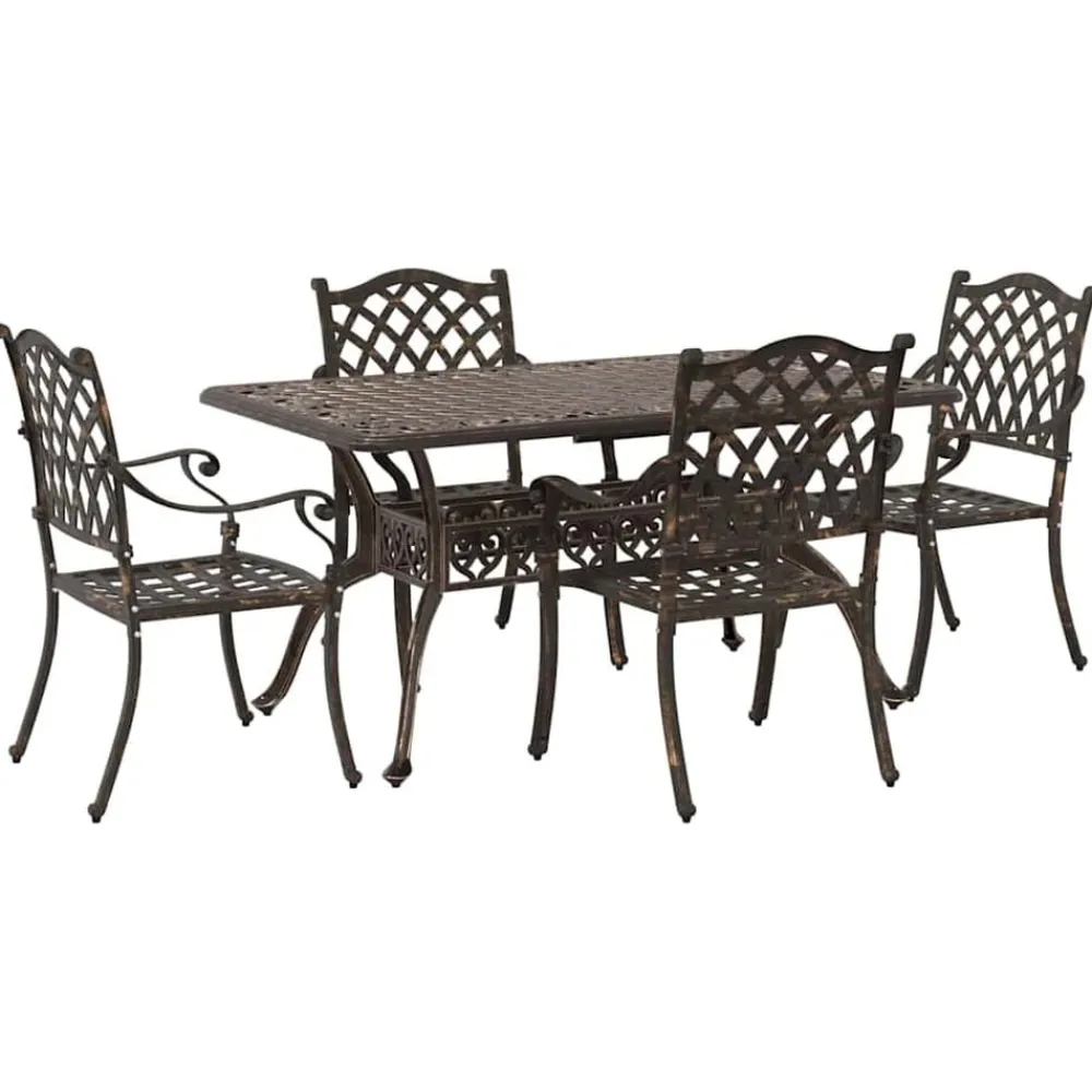 vidaXL Conjunto de Comedor de Jardín 5 pcs Aluminio Bronce Hot