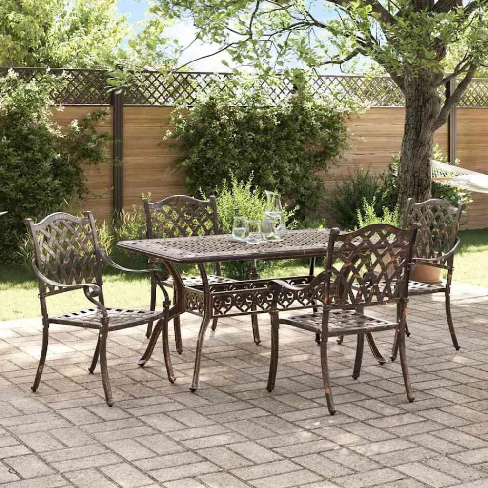 vidaXL Conjunto de Comedor de Jardín 5 pcs Aluminio Bronce Hot