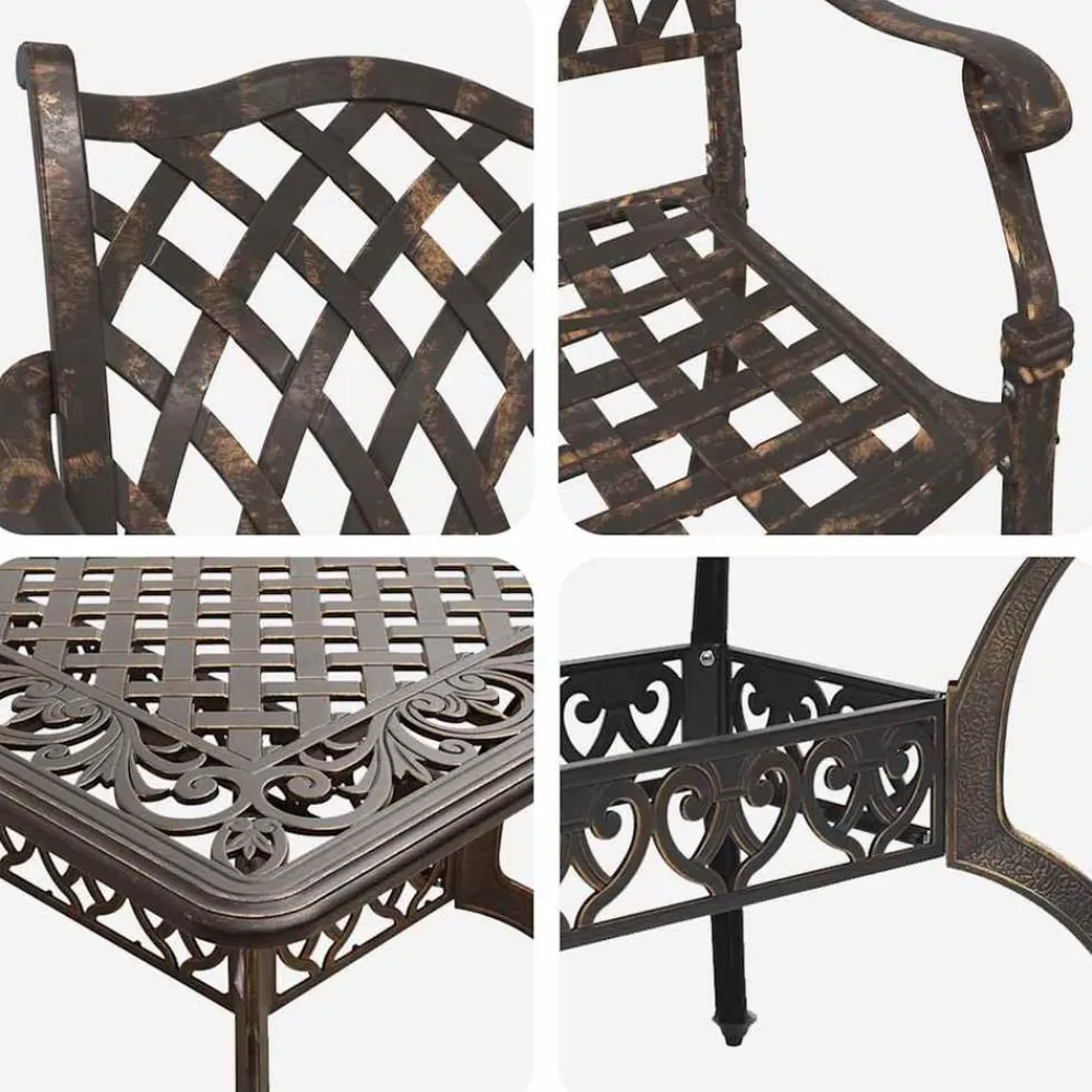 vidaXL Conjunto de Comedor de Jardín 5 pcs Aluminio Bronce Hot