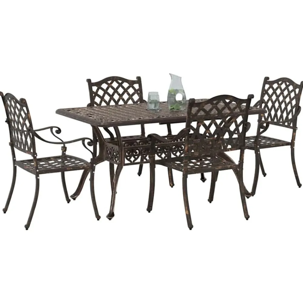 vidaXL Conjunto de Comedor de Jardín 5 pcs Aluminio Bronce Hot