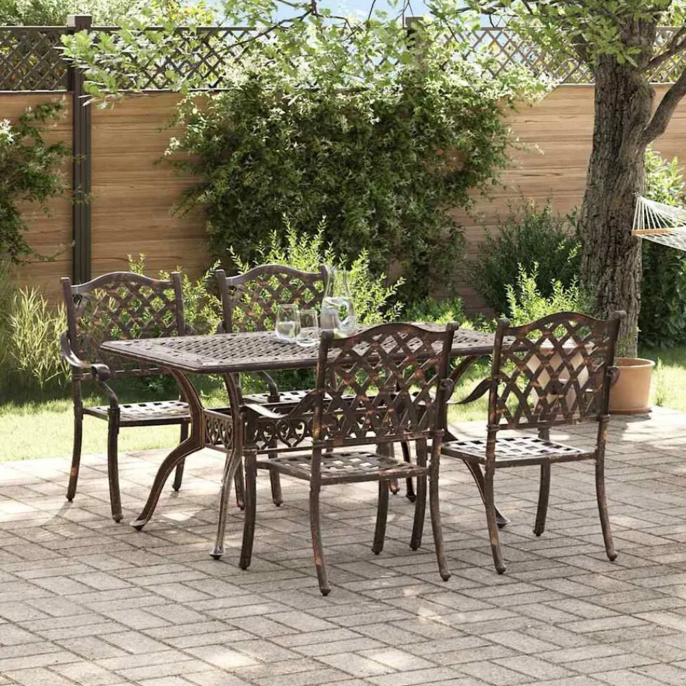 vidaXL Conjunto de Comedor de Jardín 5 pcs Aluminio Bronce Hot