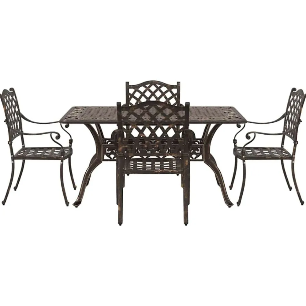 vidaXL Conjunto de Comedor de Jardín 5 pcs Aluminio Bronce Hot