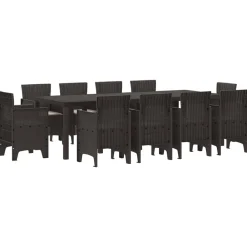 vidaXL Conjunto de Comedor de Jardín 11 pcs Marrón Polipropileno Marr&oacute;n New