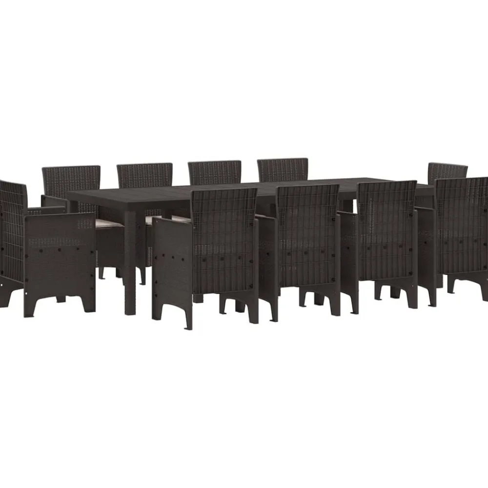 vidaXL Conjunto de Comedor de Jardín 11 pcs Marrón Polipropileno Marrón New