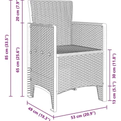 vidaXL Conjunto de Comedor de Jardín 11 pcs Marrón Polipropileno Marrón New