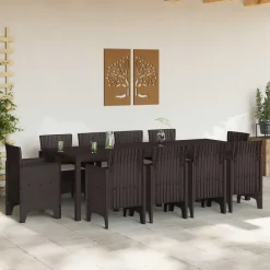 vidaXL Conjunto de Comedor de Jardín 11 pcs Marrón Polipropileno Marrón New