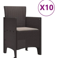vidaXL Conjunto de Comedor de Jardín 11 pcs Marrón Polipropileno Marrón New