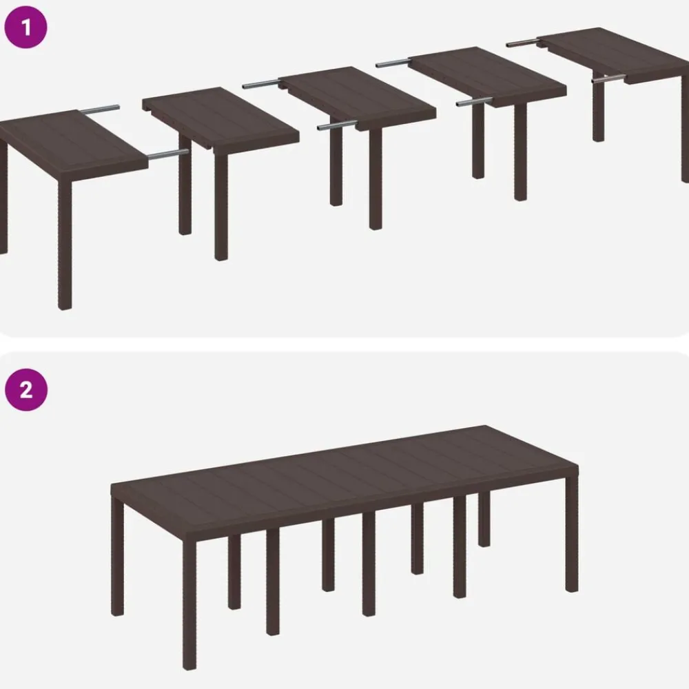 vidaXL Conjunto de Comedor de Jardín 11 pcs Marrón Polipropileno Marrón New